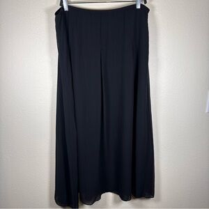 Eileen Fisher Black Silk Maxi Skirt Large Lined Flowy Lagenlook Pleated NWT